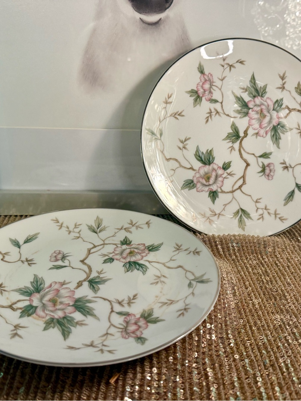 🌸H7 - Noritake China Salad Plate Set of 2 in the elegant Chatham pattern 🍽️🛍️